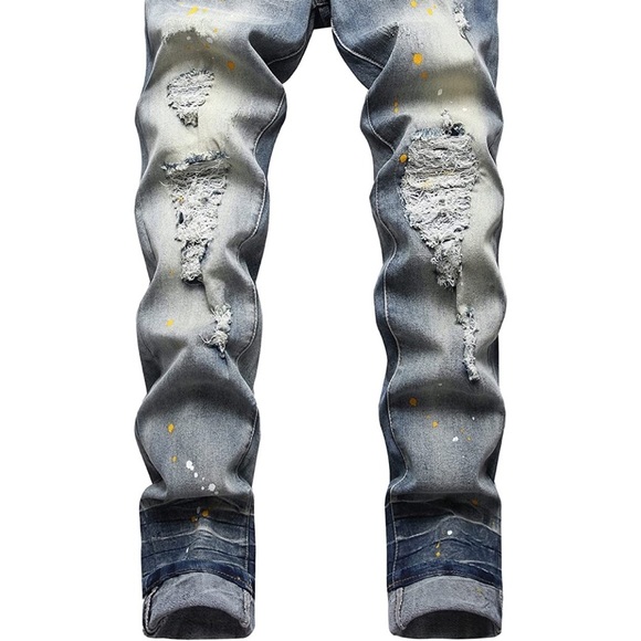 New Mens Ripped and Patched Skinny Jeans Multiple Sizes - Picture 2 of 2